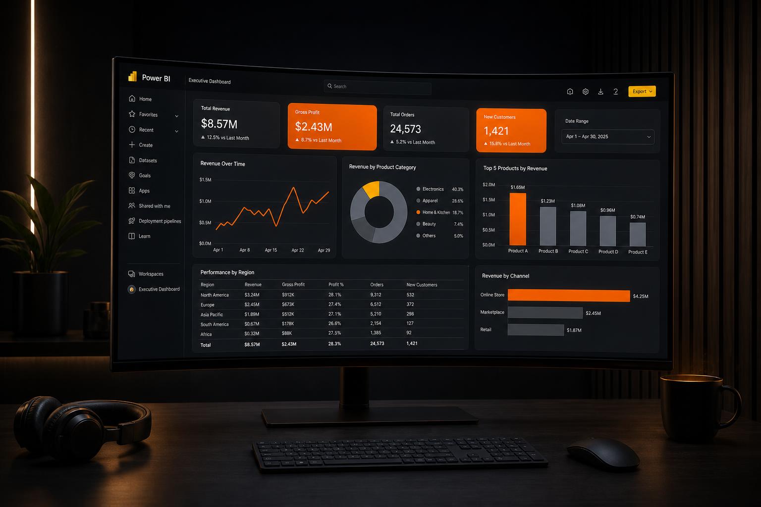 Budowa dashboardu zarządczego Power BI — KPI, wykresy, filtry i drill-down